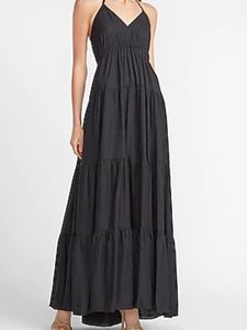 🦩Express Halter Tiered Maxi Dress Black Sz L
